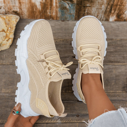 Flyknit Mesh Sneakers Women's Thin Breathable Sports Casual Shoes