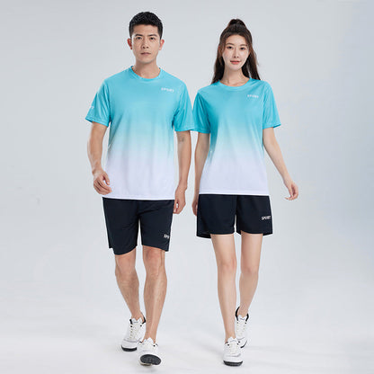 Workout Short Sleeve T-shirt Quick-drying Clothes Running Loose Casual Gradient Sports Suit