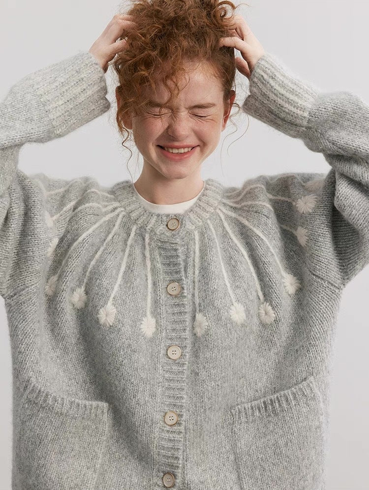 Alpaca Wool And Cotton Hand-embroidered Sweater Coat