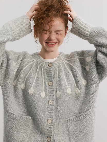 Alpaca Wool And Cotton Hand-embroidered Sweater Coat