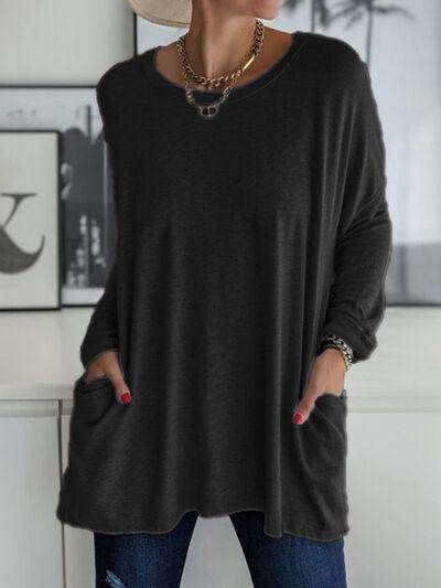 Full Size Round Neck Long Sleeve T-Shirt for Women