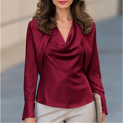 Women's V-neck Long-sleeved Shirt