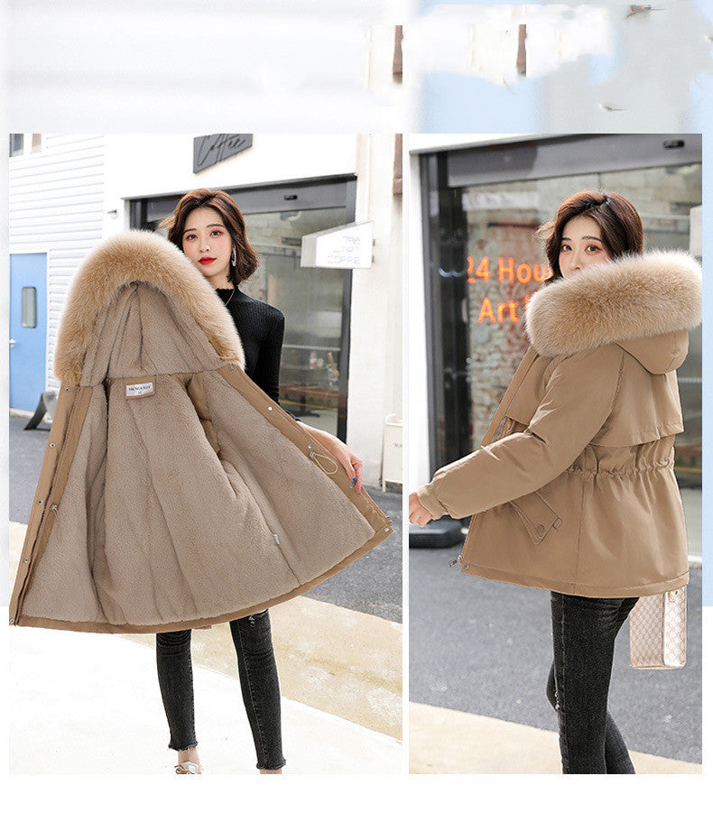 Large Fur Collar Mid Length Pie Overcoming Women