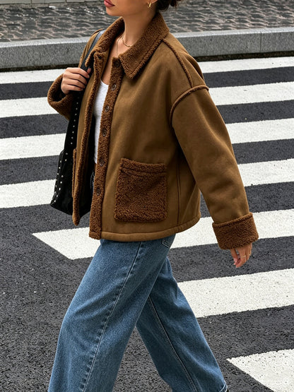 Lamb Wool Collar Loose-fitting Short Warm Jacket