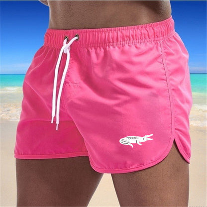 Mens Fashionable Beach Shorts Polyester Multi-Color Sports Three-Quarter-Length Shorts