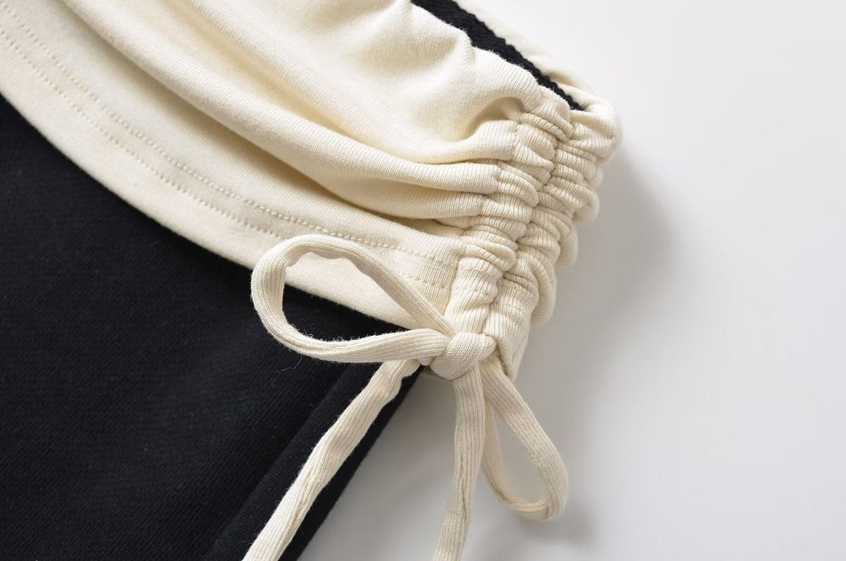 Fashion Stitching Side Drawstring Hot Pants