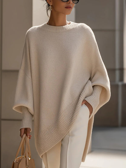 Women's Thick Knitted Pullover Sweater Loose Fit Round Neck Casual All-Match Top For Autumn Winter