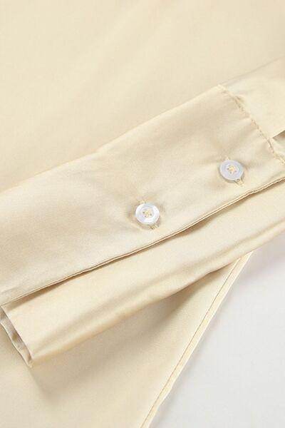 Button Down Long Sleeve Satin Shirt for Effortless Style