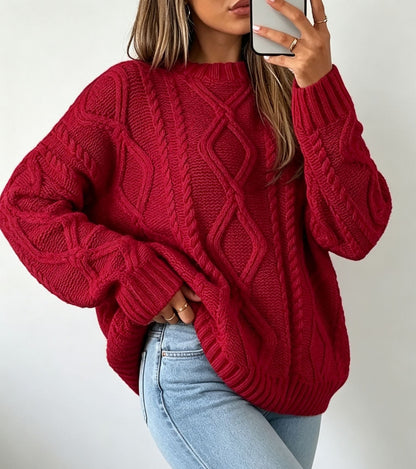 Women's Round-neck Solid-color Loose-fit Casual Sweater