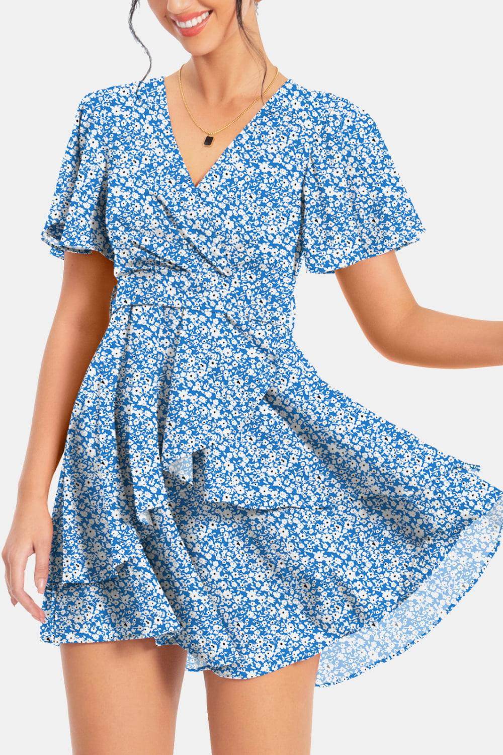 Surplice Neck Flutter Sleeve Dress for Chic Summer Style