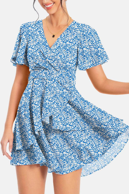 Surplice Neck Flutter Sleeve Dress for Chic Summer Style