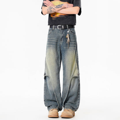 Mens American-Style High-Street Washed Gradient Jeans