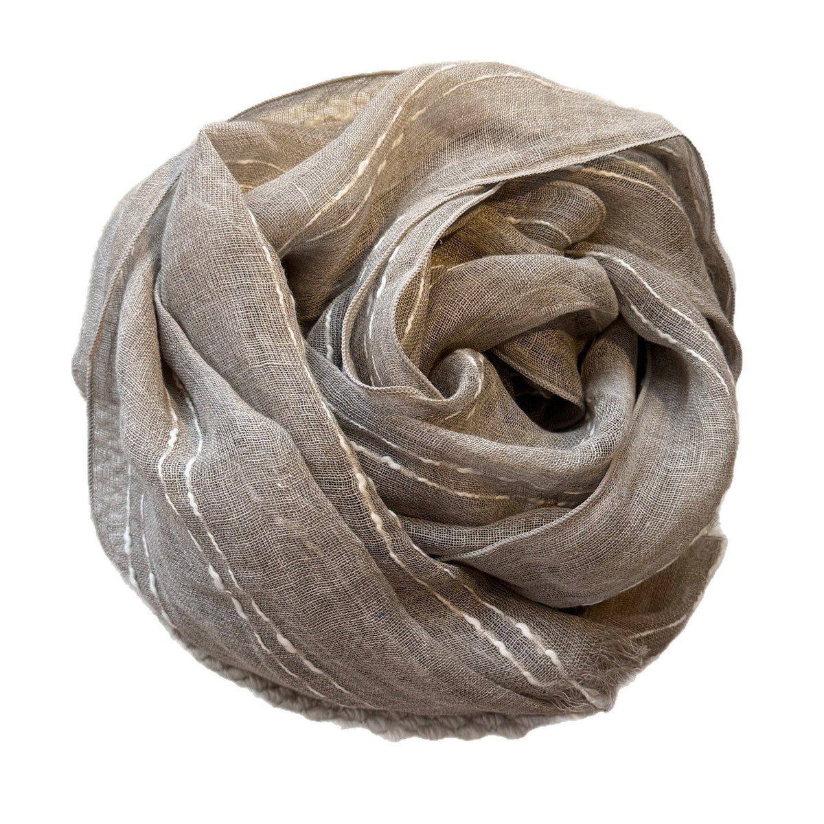Womens Linen Striped Long Scarf Shawl