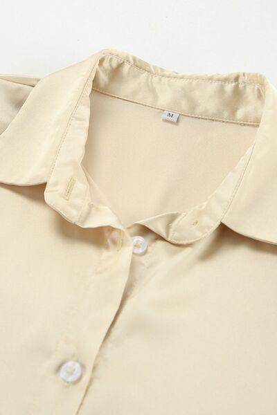 Button Down Long Sleeve Satin Shirt for Effortless Style