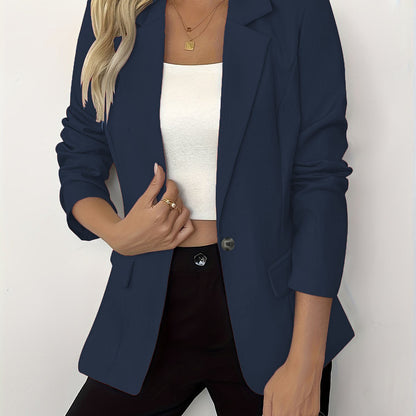 Women's Work Jackets Single Button Long Sleeve  Jacket Solid Color Casual Outerwear Coat