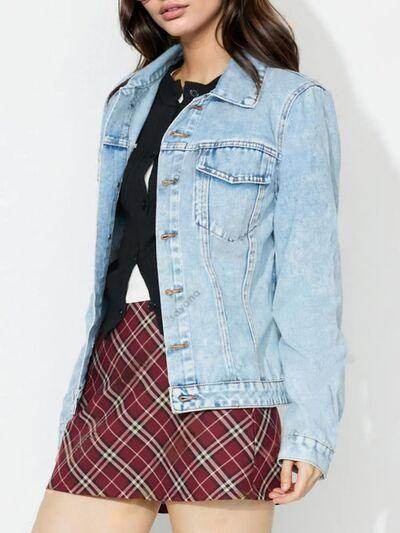Button Up Long Sleeve Denim Shacket for Stylish Outfits