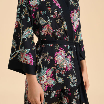 Floral-print Satin Chiffon Loungewear Set