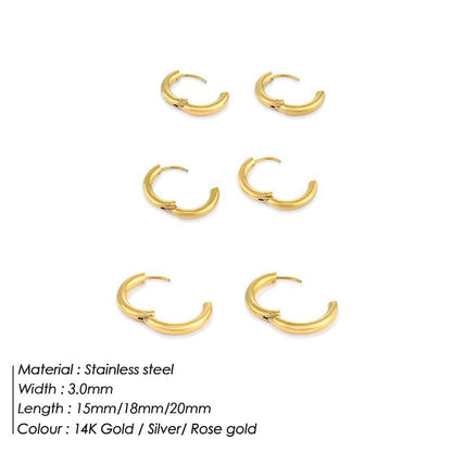 European And American Stainless Steel Hoop Earrings Minimalist Style