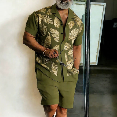 Short-sleeve Shirt And Beach Pants Casual Set
