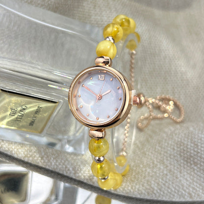 Pearl Bracelet Womens Quartz Watch Niche Light-luxury Design With A Small Dial And A Pull-out Adjustable Band