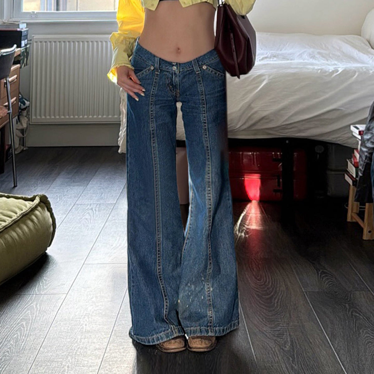 American-style Vintage Slimming Design Skinny Jeans