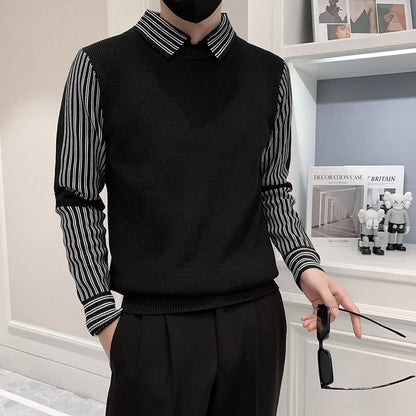 Fake Two Pieces Sweaters Men's Base Knitting