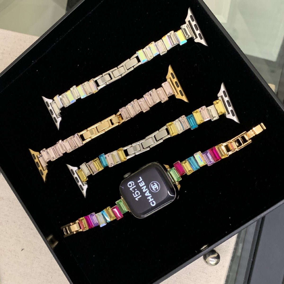 Irregular Cube Sugar Color-Change Diamond Metal Watch Bracelet For Women