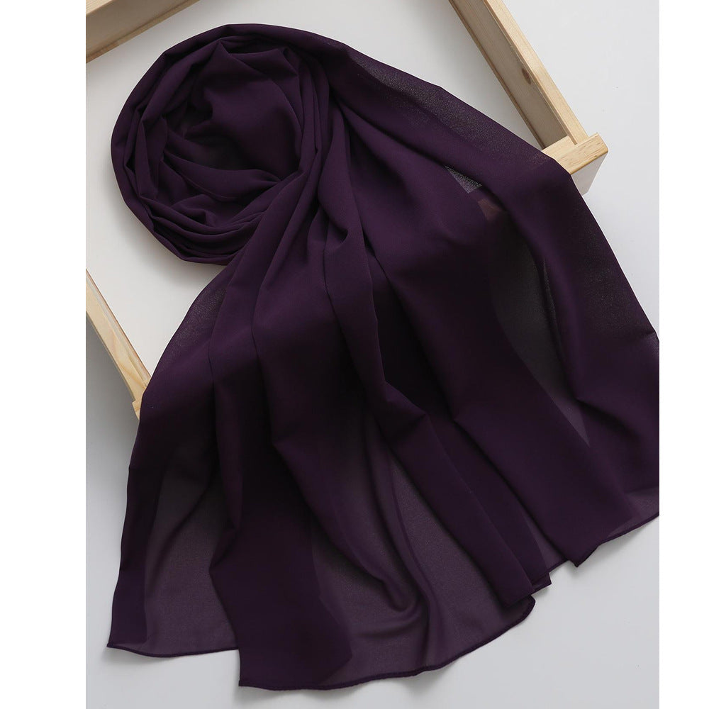 Summer Solid-Color Pearl Chiffon Bubble Womens Headscarf