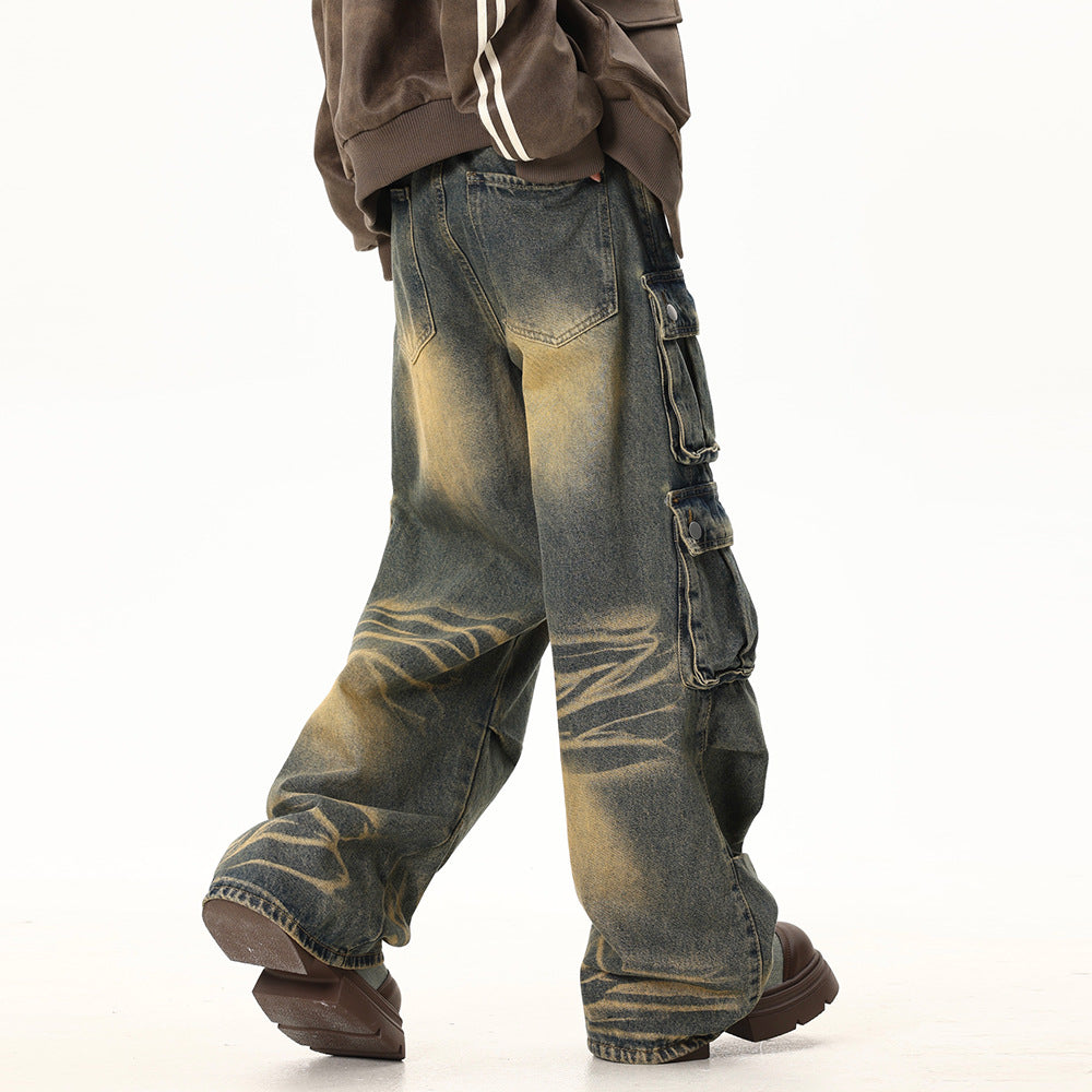 Multi-Pocket Workwear Jeans For Men