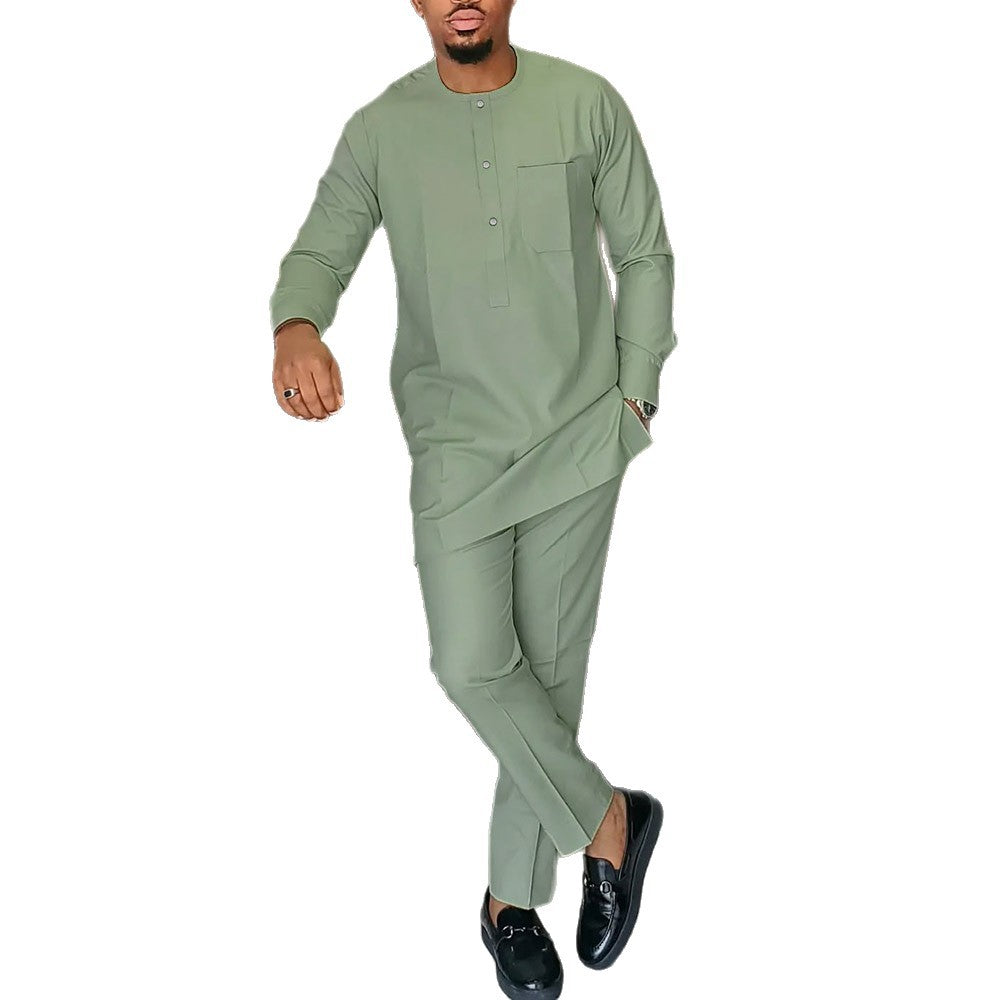 Mens Casual Set Printed Shirt And Pants