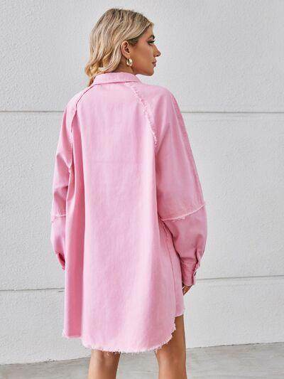 Raw Hem Button Up Denim Dress for Effortless Style