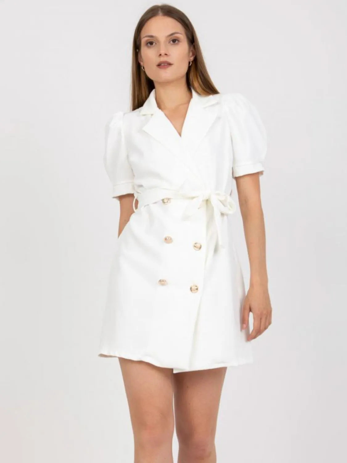 Tie Waist Short Sleeve Blazer Dress