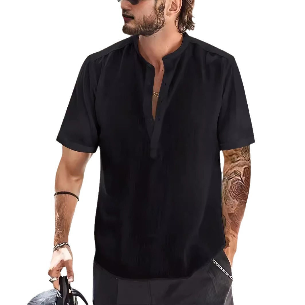 Men's Chest Pocket Solid Color Casual T-shirt