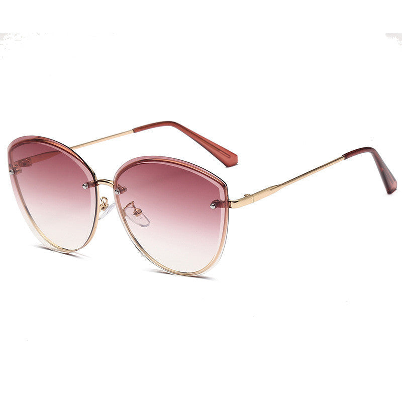 Fashionable Oversized Gradient-color Retro Metal Sunglassessun Protection Eyewear For Driving
