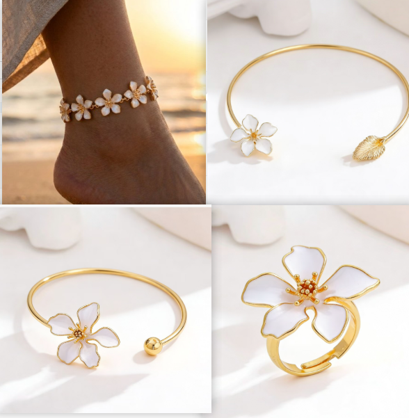 Exaggerated Hollow-out Metal Flower Anklet