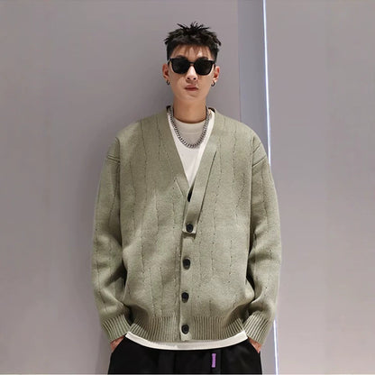 New Autumn Winter Retro Cardigan Mens Knitted Jacket Sweater