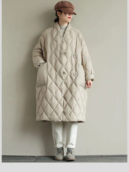 Plus Size Lightweight Down Cotton Coat Jacket Winter Long Below The Knee Loose Thick Bread Coat