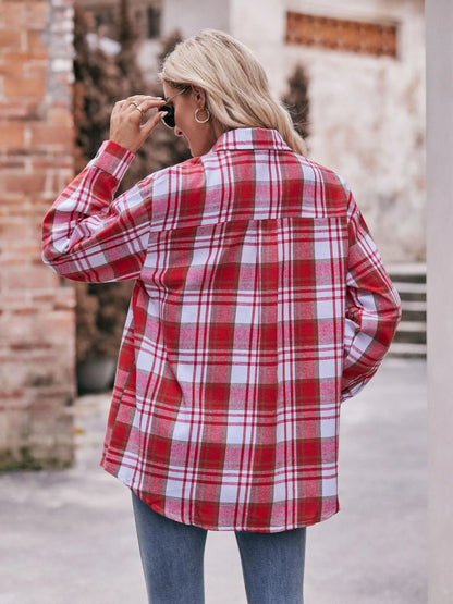 Plaid Button-Down Long Sleeve Shirt