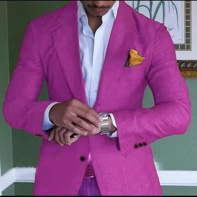 Men's Single Row Two Button Plaid Blazer