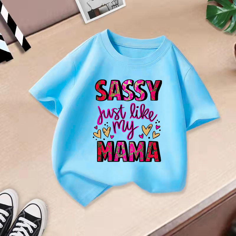 Girls' Tops Casual Short Sleeve Round Neck Print T-shirt
