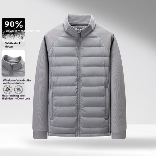 Mens Stand-Up Collar Patchwork Lightweight & Warm Down Jacket