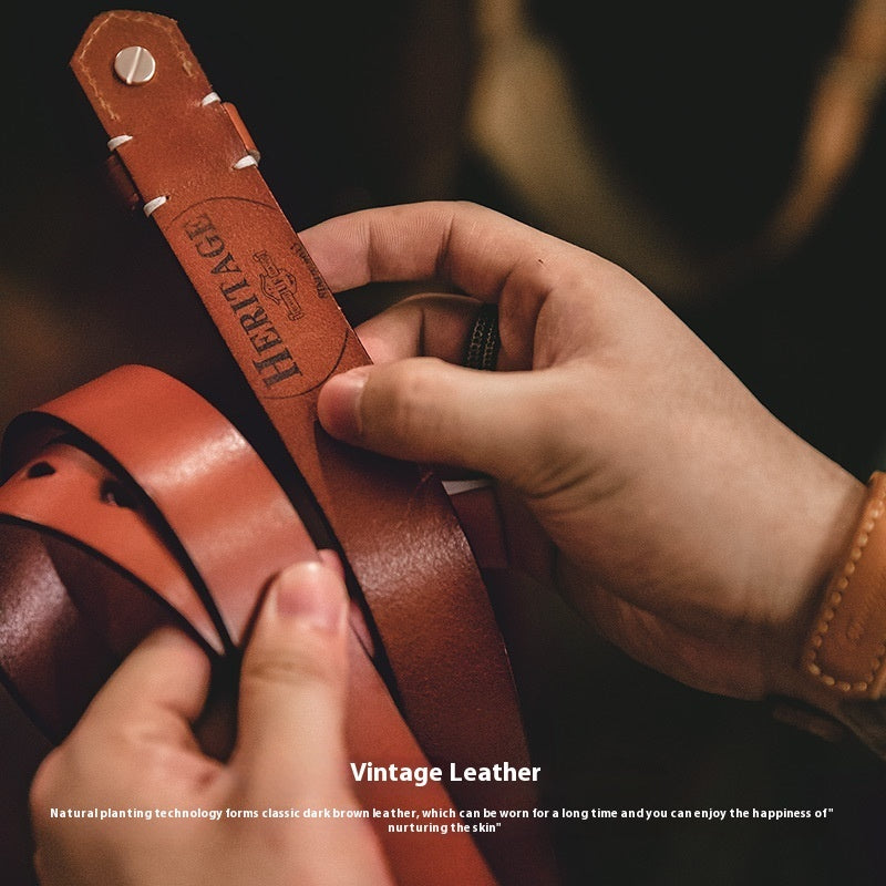 Fashion Retro Brass Distressed Belt Men