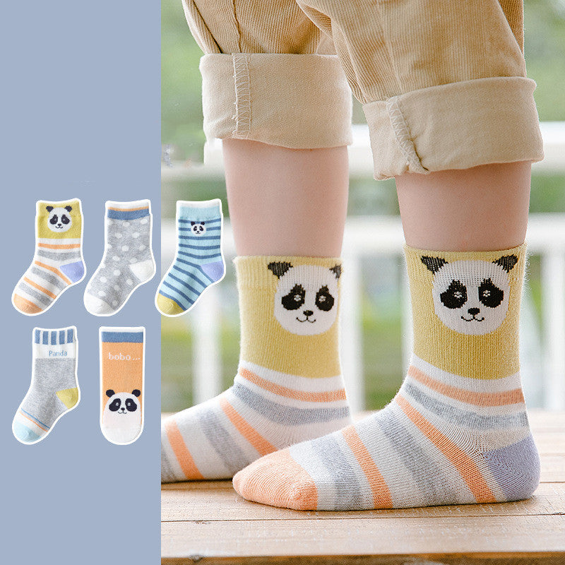 Cartoon Panda Polka Dot In Tube Baby Socks