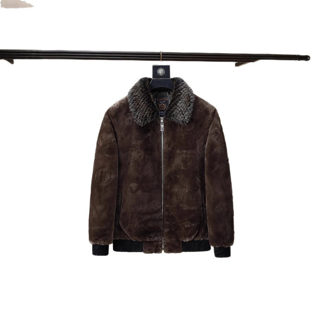 Mens Western-style Jacket Fur Coat Sweater