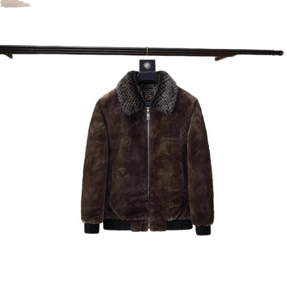 Mens Western-style Jacket Fur Coat Sweater