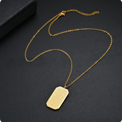Stainless Steel Octagonal Pendant With Embossed Finish Titanium Steel Necklace