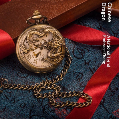 Chinese Dragon Coiled-dragon Mechanical Movement Pocket Watch