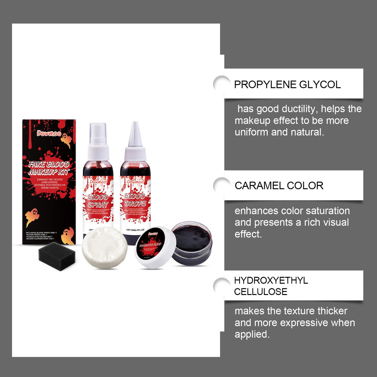 DOWMOO Halloween Fake Blood Makeup Set Funny Makeup Plasma