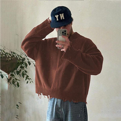 Korean-style Loose-fit Knit Sweater Casual Pullover Instagram-inspired Top For Fall And Winter