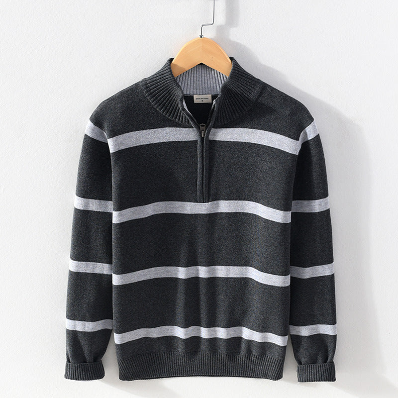 Men's Cotton Wool Turtleneck Half Zipper Sweater